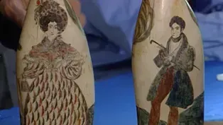 Appraisal: Pair of Whale Teeth Scrimshaw, ca. 1840