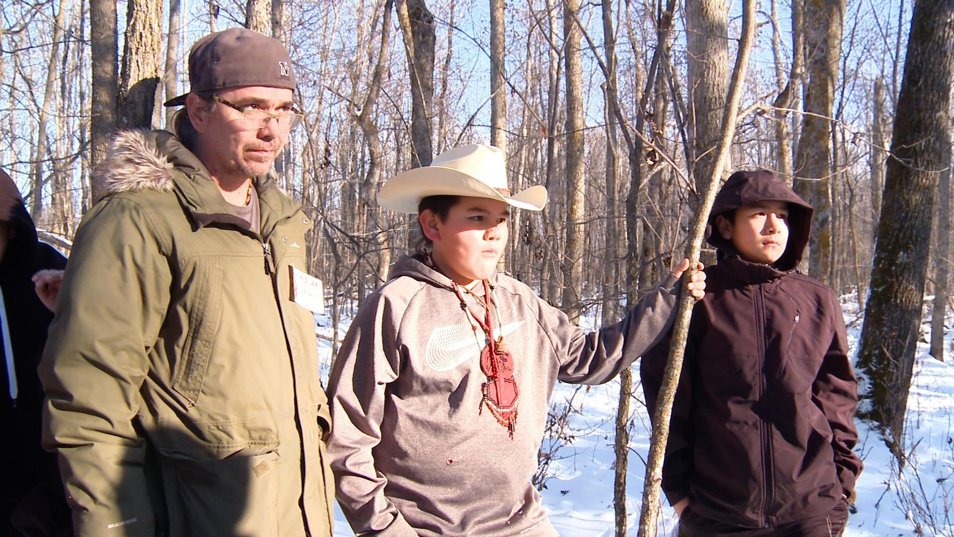 A traditional snowshoe class in Ponemah, Red Lake Nation