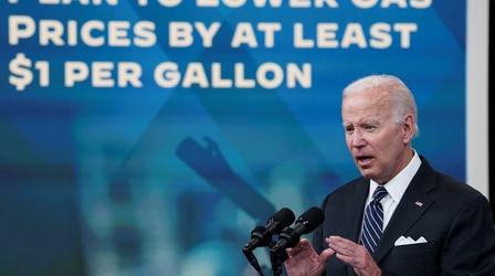 Video thumbnail: PBS NewsHour Biden asks Congress to suspend gas tax to curb rising prices