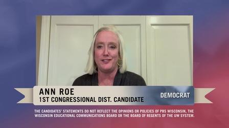 Video thumbnail: PBS Wisconsin Public Affairs 2022 Candidate Statement: Ann Roe - 1st Cong. Dist.