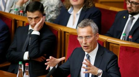 Video thumbnail: PBS NewsHour News Wrap: NATO chief demands Russian troops leave Ukraine
