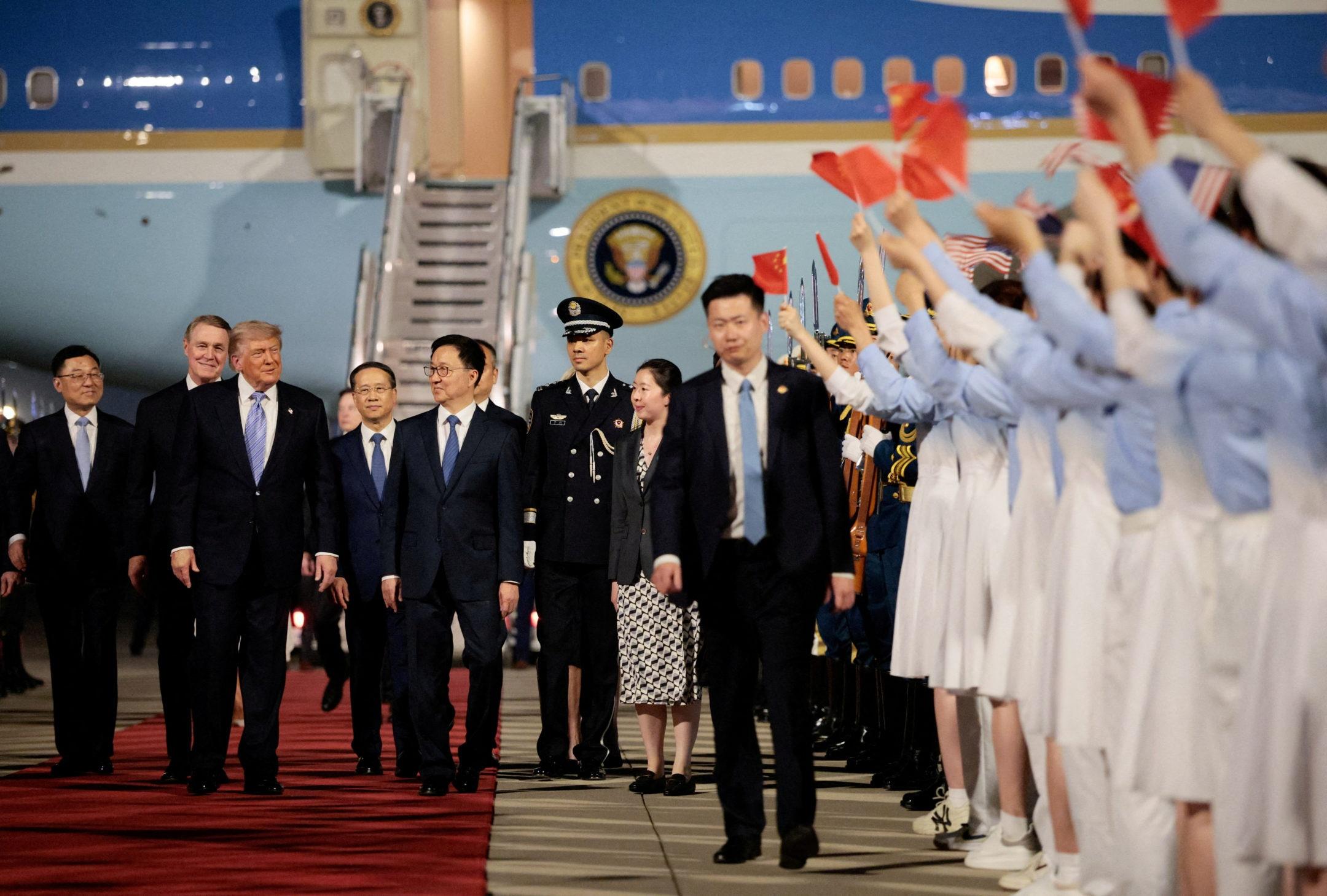 Trump arrives in China for high-stakes talks on trade, Taiwan and Iran war