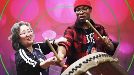 Video thumbnail: Sound Field Jazz Drummer Learns Japanese Taiko Drumming