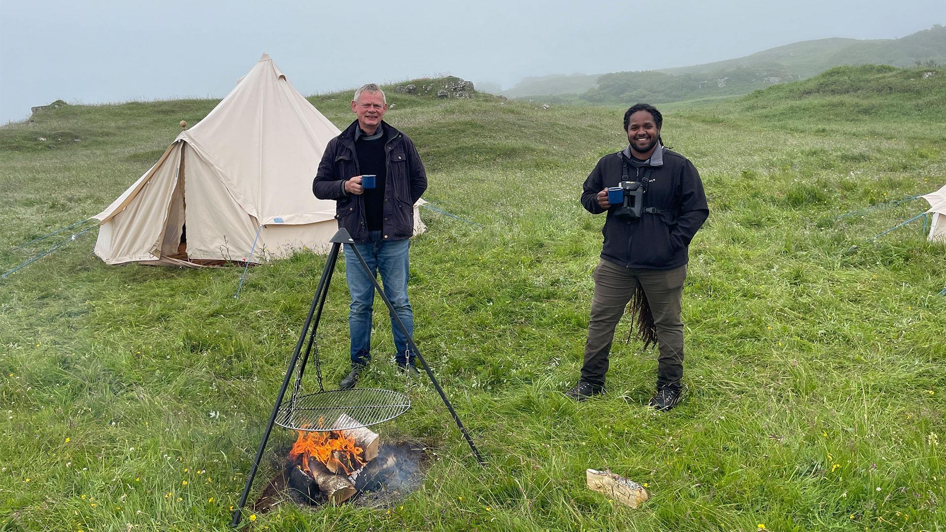 Actor Martin Clunes (Doc Martin) braves the elements as he joins photographer Hamza for an escape.