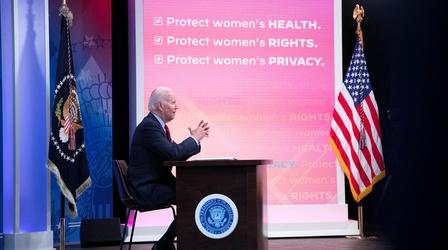 Video thumbnail: PBS NewsHour Biden faces obstacles as he tries to protect abortion access
