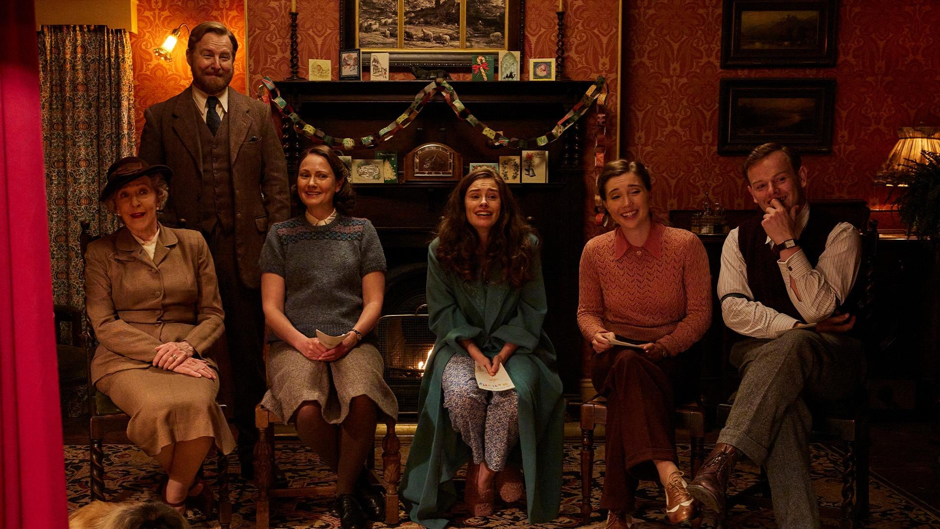 The cast of All Creatures Great & Small on set and in costume.