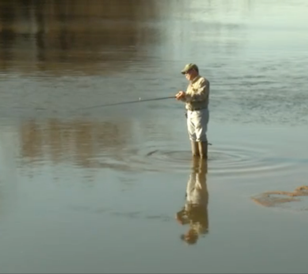 Man Fishing in River