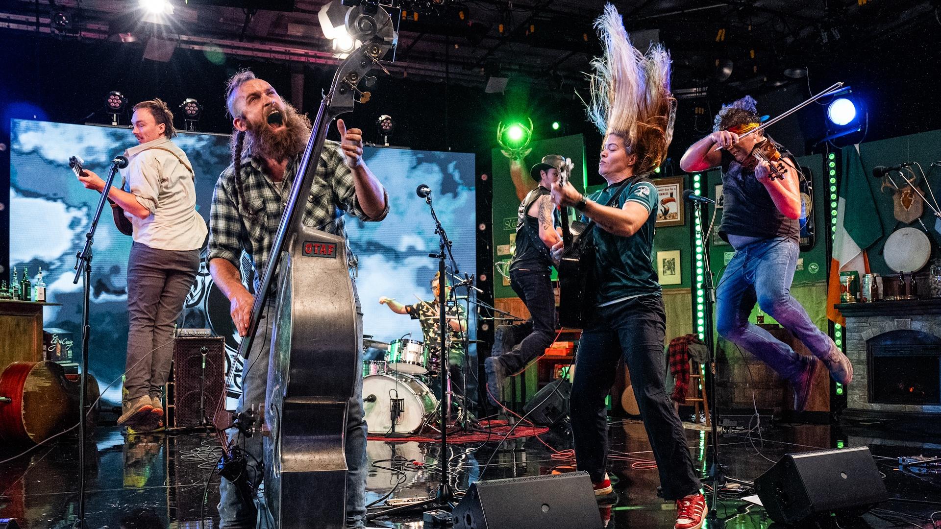 Tan and Sober Gentlemen performing on the set of Shaped by Sound.