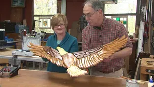 Intarsia Flying Eagle Scrollsaw Folk Art with Scorched Wood