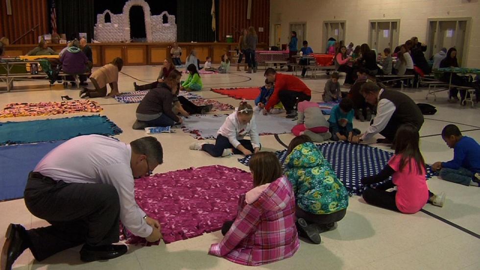 Students Make Blankets for Cancer Patients image