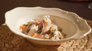 Shrimp Tiradito with Cancha - Michy's Munchies 