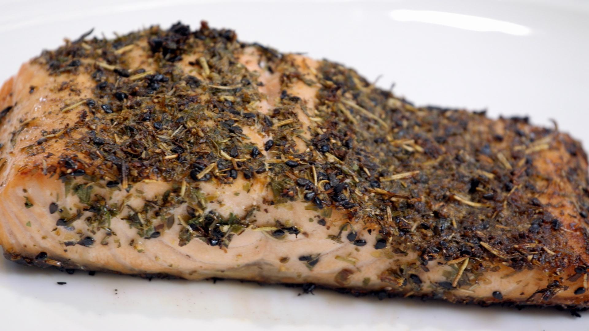 Garfield's Famous Herb Encrusted Salmon - Kate's Quick Bites | Broad ...