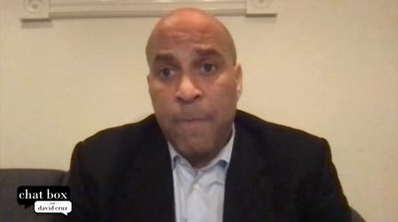 Video thumbnail: Chat Box with David Cruz Sen. Booker reflects on 2021, Comedian Chris Gethard on NJ