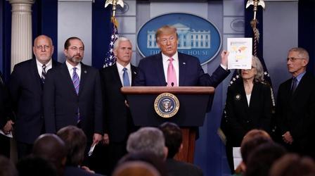 Video thumbnail: PBS NewsHour Trump defends virus response, announces new measures