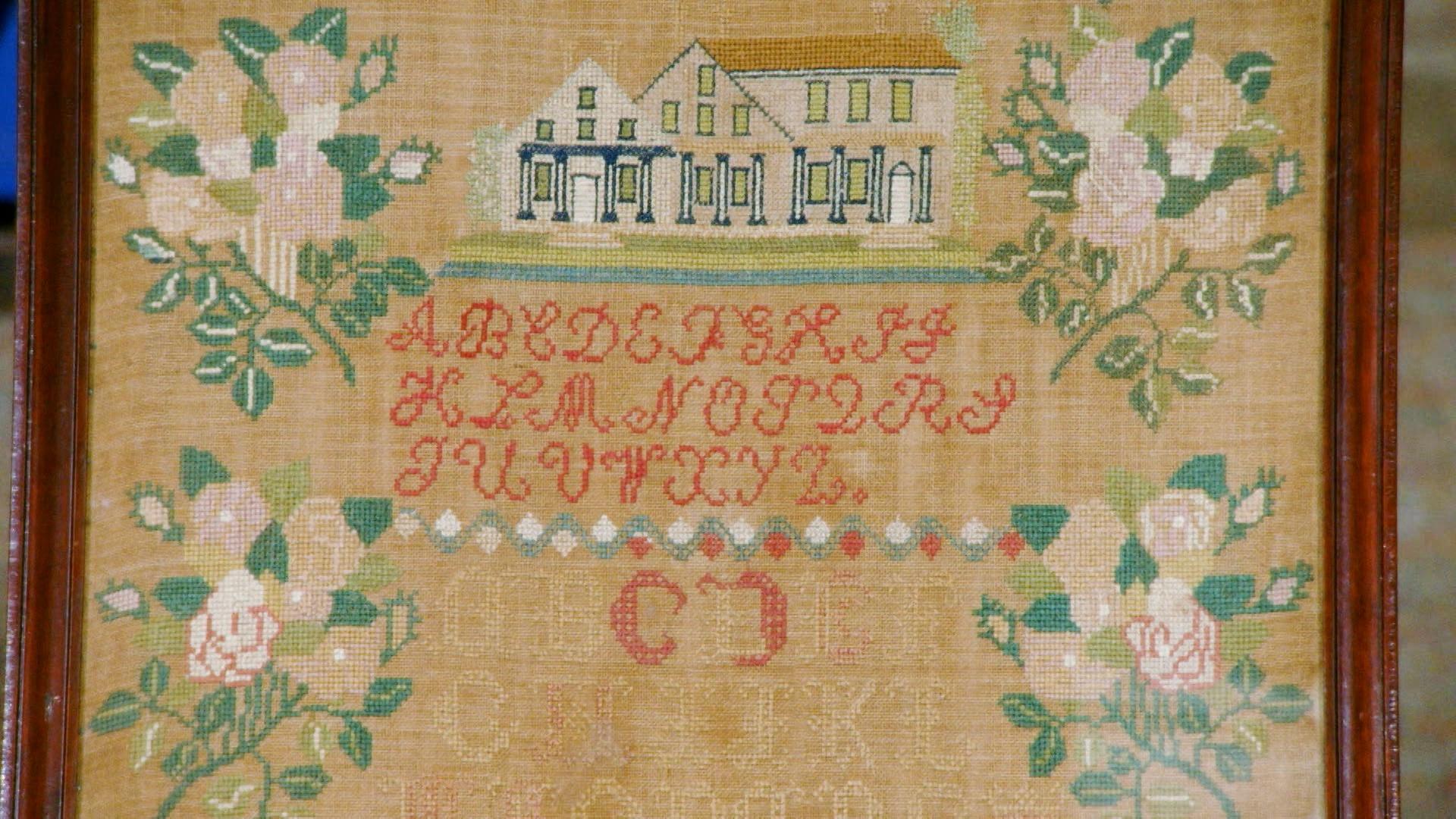 Davy Crockett’s fork, a 19th century embroidery sampler, Moroccan pottery, and more.