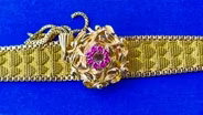 Appraisal: Swiss Gold & Pink Sapphire Bracelet Watch, ca. 1960