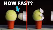 Ballistic Ping Pong Ball vs. Tennis Ball at 450km/h!