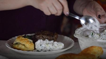 Video thumbnail: Just Like That! Cooking with Patricia Martinez Kibbeh, Tzatziki & Spinach Empanadas