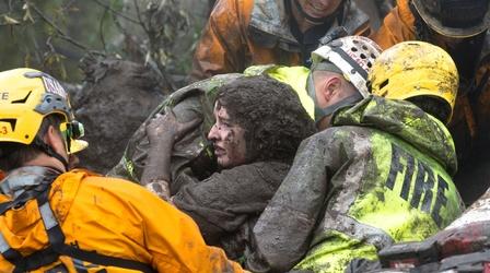 Video thumbnail: PBS NewsHour News Wrap: Deadly California mudslides block highways