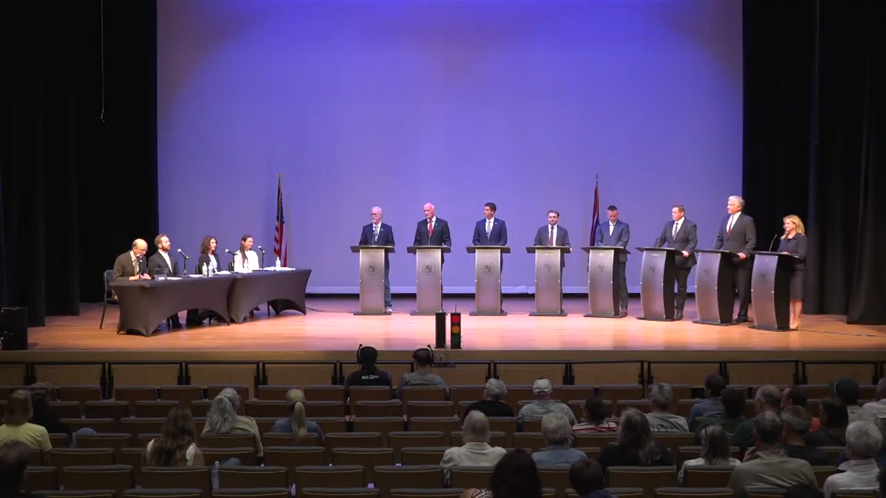 Eight Republican candidates for Wyoming's U.S. House seat debate at Sheridan College.