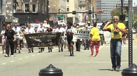 Loud calls for reparations at Juneteenth rally