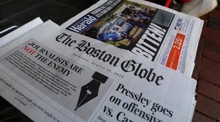 Video thumbnail: PBS NewsHour Newspapers speak up about Trump's repeated attacks