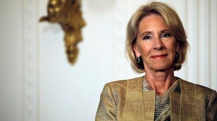 Video thumbnail: PBS NewsHour How Betsy DeVos wants to defang rules for-profit colleges