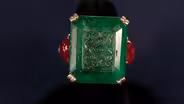 Appraisal: Carved Emerald & Ruby Ring, ca. 1925