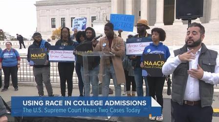 Video thumbnail: Chicago Tonight Supreme Court Hears Race-Conscious College Admissions Case