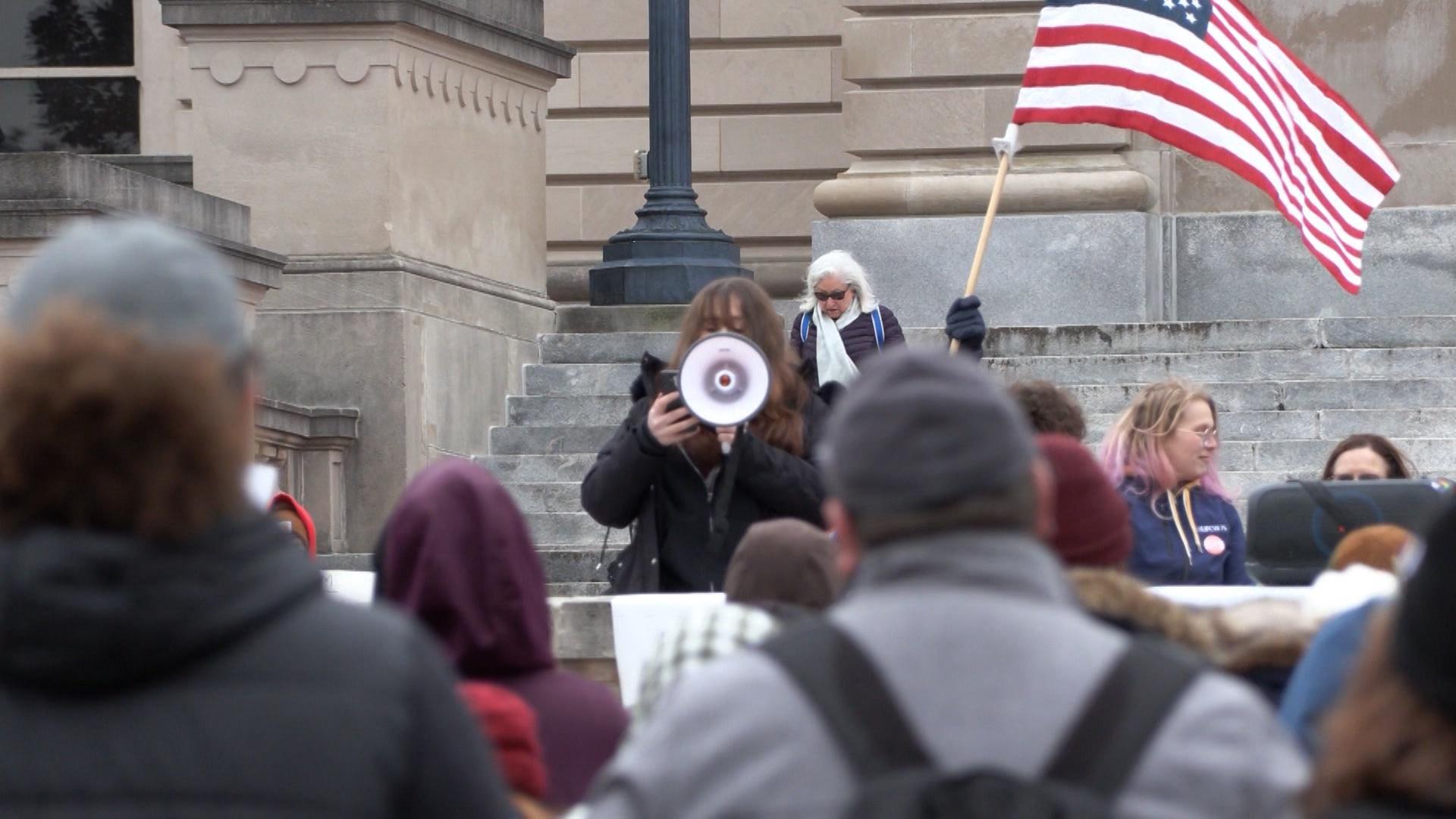 Hundreds Protest Trump, Musk Outside KY Capitol