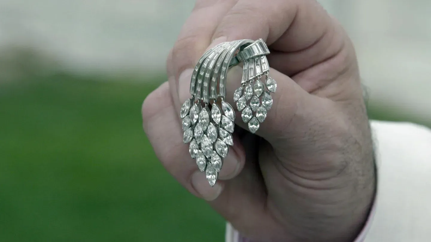 Appraisal: Platinum & Diamond Waterfall Pin, ca. 1940