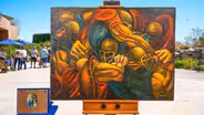 Appraisal: 1971 Ernie Barnes "Fourth & One" Oil Painting