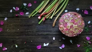 Rhubarb Cardamom Rose Upside-Down Cake