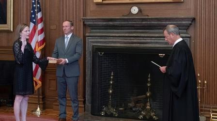 Video thumbnail: PBS NewsHour News Wrap: Barrett formally sworn in to U.S. Supreme Court