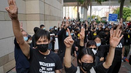 Video thumbnail: PBS NewsHour Hong Kong police arrest authors of a children's book