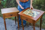 The River Stone/ MirrorCast® Walnut and Mahogany Nightstand