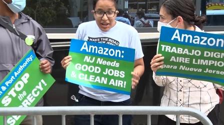Protesters call for stop to Amazon hub at Newark airport