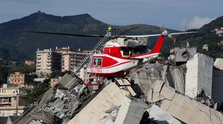 Video thumbnail: PBS NewsHour No rest for Genoa bridge disaster rescuers
