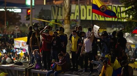 Video thumbnail: PBS NewsHour Colombia protests enter week three as violence escalates