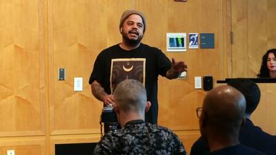Roberto Lugo's poetry & Orange and Black vessels