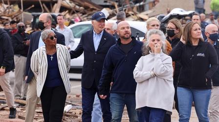 Video thumbnail: PBS NewsHour Biden surveys tornado damage in Kentucky