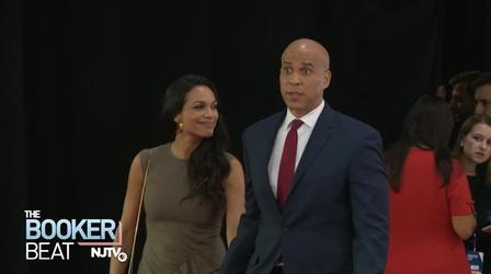 Video thumbnail: NJTV News Cory Booker and Rosario Dawson make splash in spin room