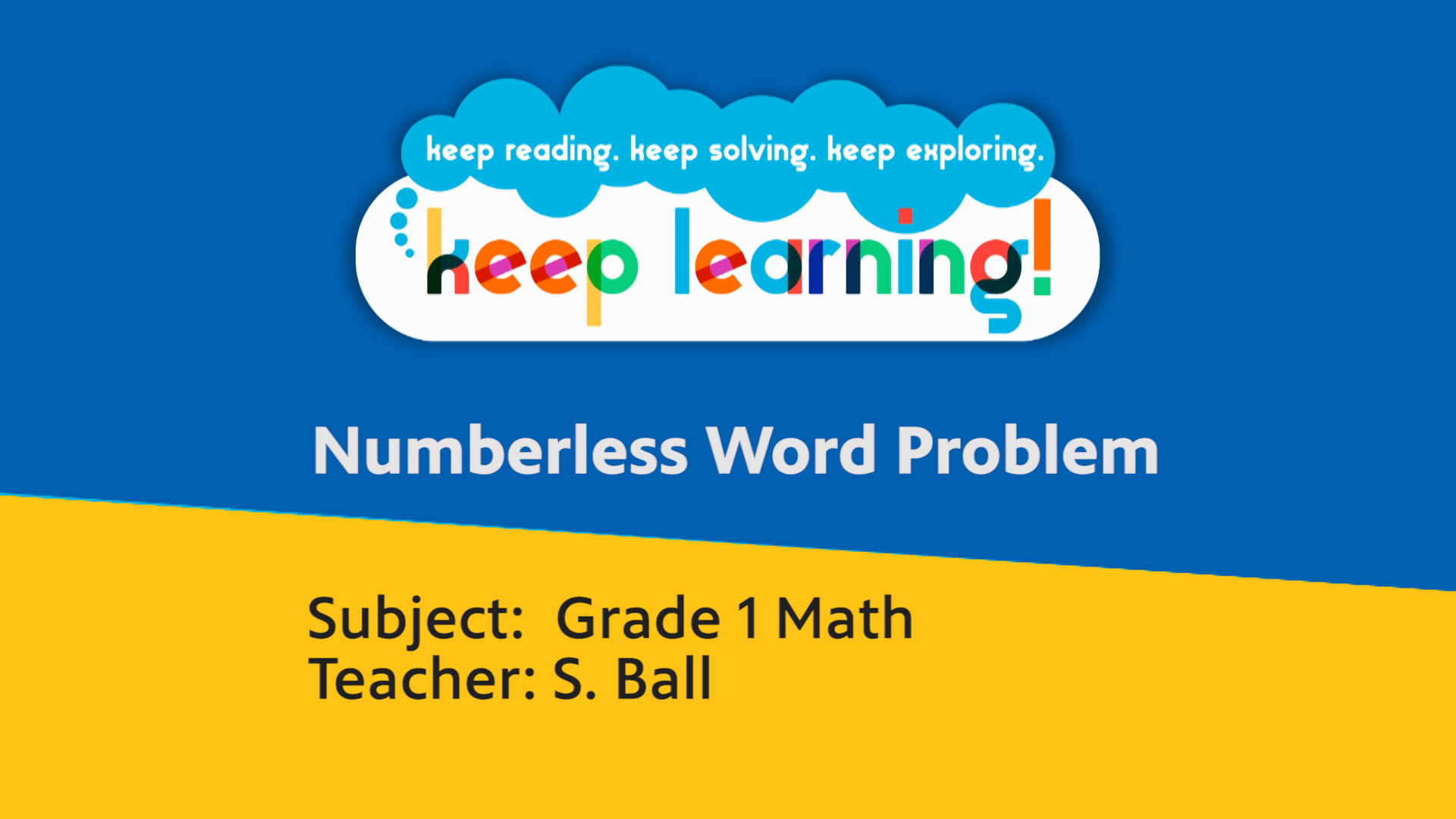 Keep Learning Grade 1 Math Numberless Word Problems Season 1 Pbs