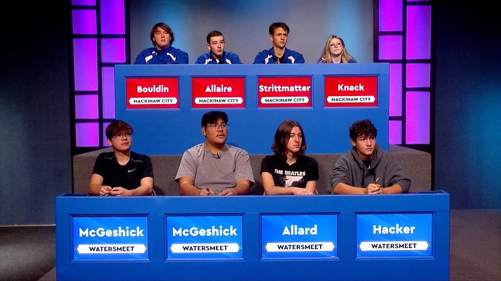 Mackinaw City meets Watersmeet in this round of WNMU-TV's 2025-26 high school quiz tournament.
