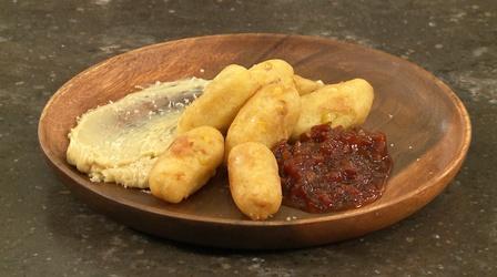 Video thumbnail: Charlotte Cooks Corn Fritters with Country Ham and Tomato Jam