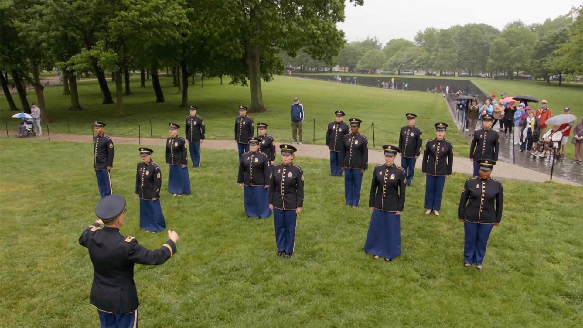 The US Army Field Band's Soldier's Chorus performs "Bridge Over Troubled Water."