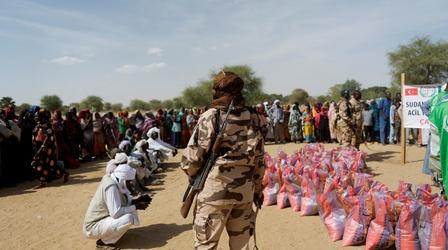 Video thumbnail: PBS NewsHour Millions flee homes in Sudan amid reports of war crimes