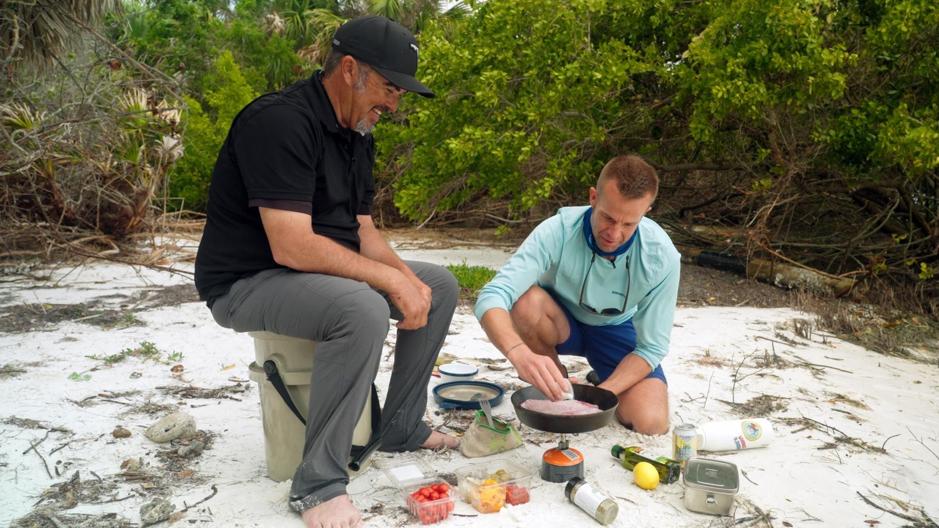Chef Corso enjoys a seafood catch-and-cook experience while exploring St. Pete Clearwater.
