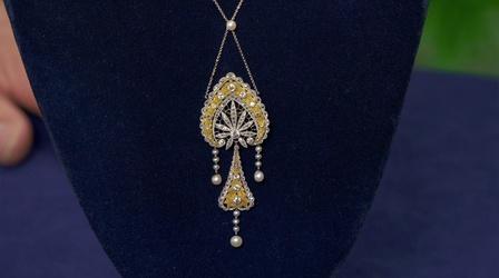 Video thumbnail: Antiques Roadshow Appraisal: Diamond & Pearl Pendant Necklace, ca. 1915