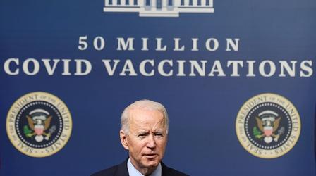 Video thumbnail: PBS NewsHour News Wrap: Biden says U.S. ahead of schedule on vaccinations